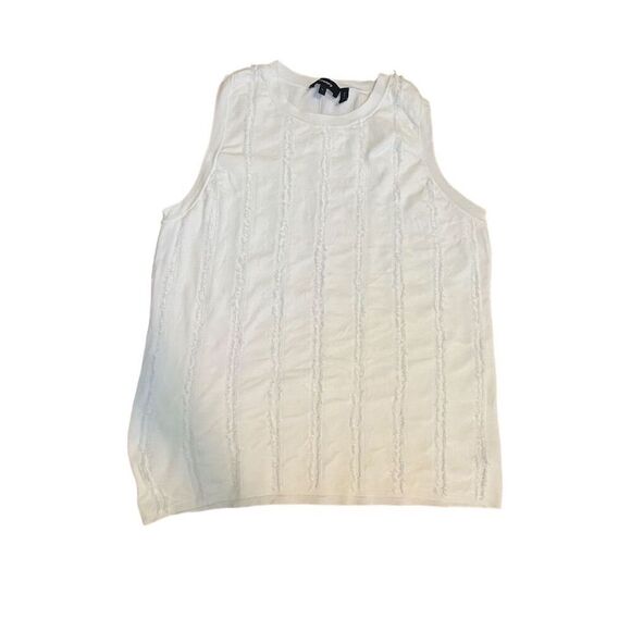 Theory Women's Fringe Shell Tank Top White Size Large Sleeveless - Picture 7 of 7
